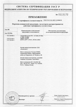 2019.11.16 Миасс - Приложение к сертификату Изделия крепежные из металла, торговая марка Tech-KREP. Серийный выпуск